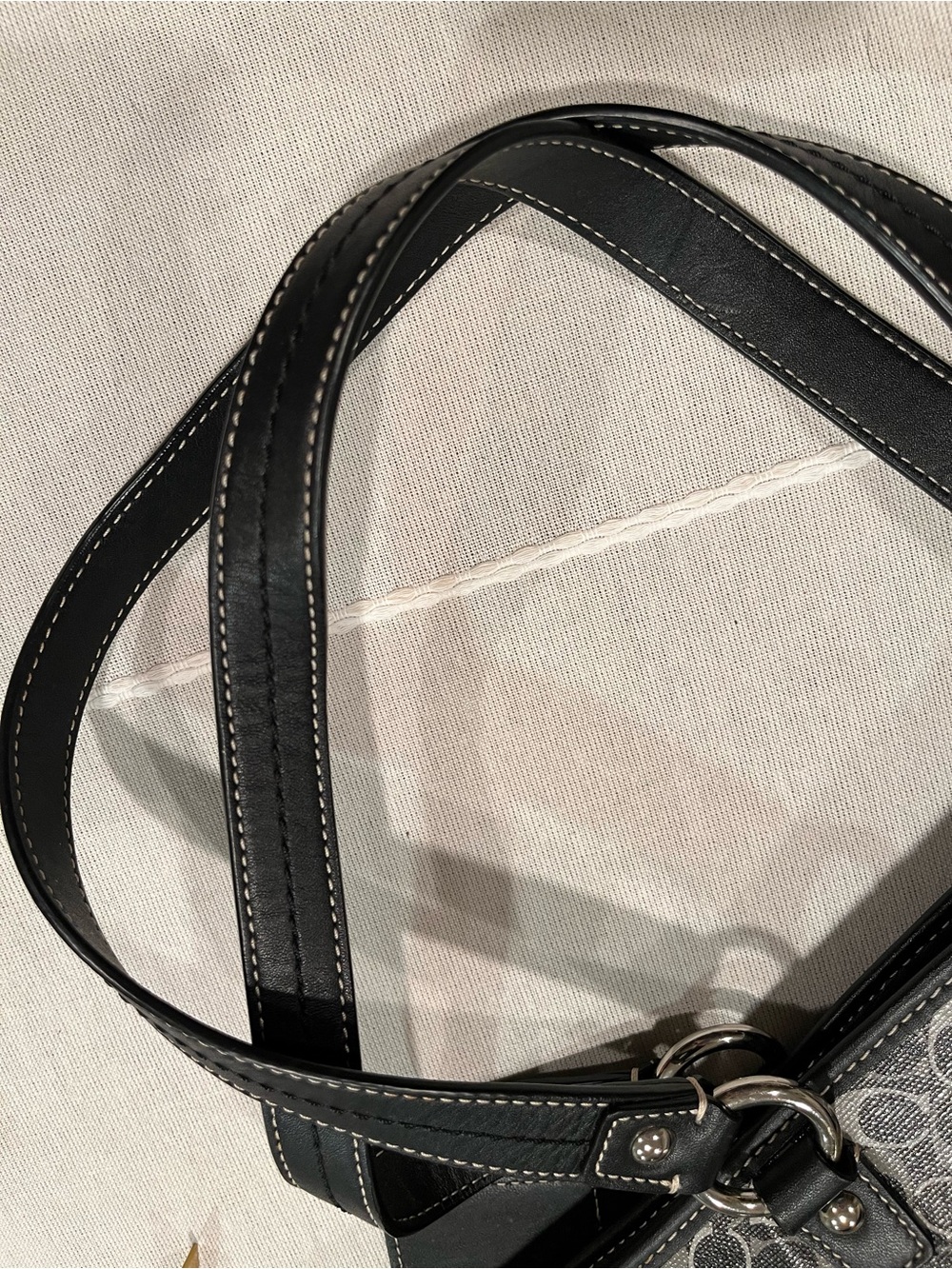 Coach Chelsea Black Grey Signature Coated Canvas Tote F17177 - Picture 13 of 15